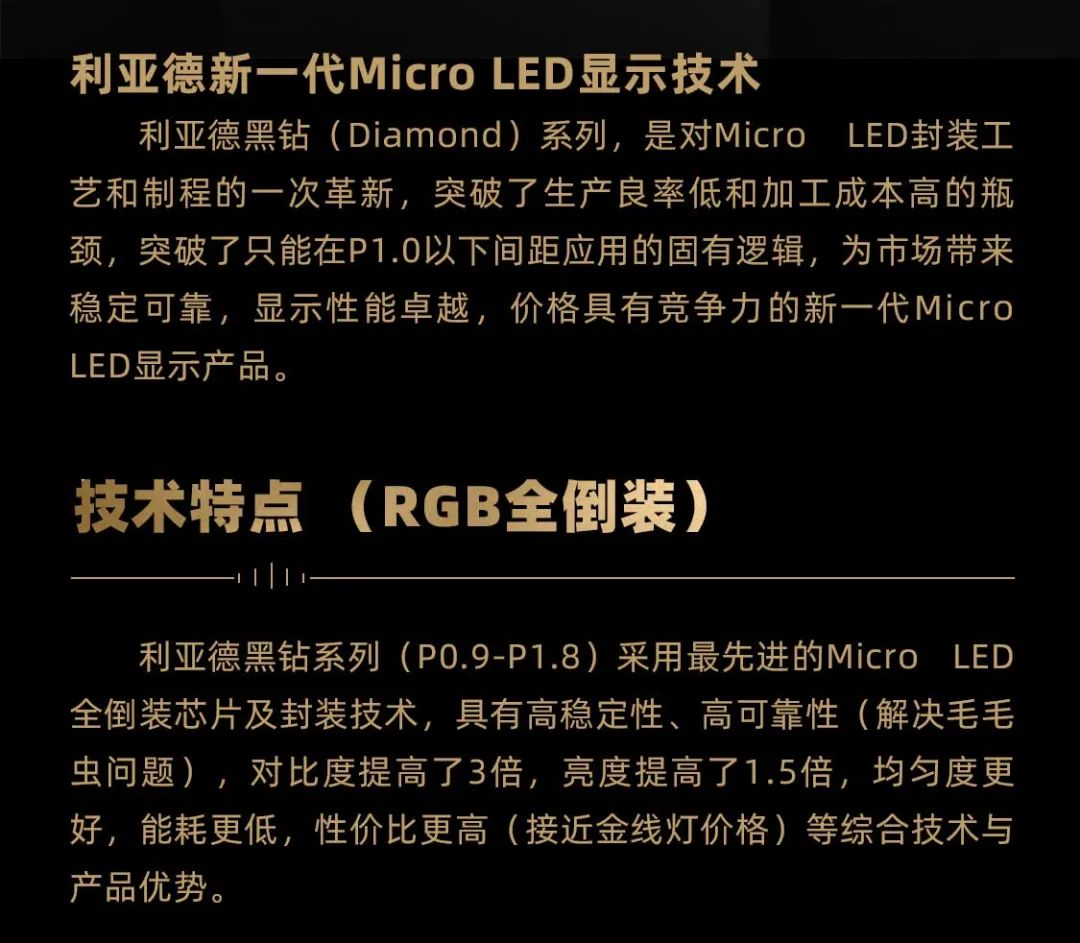 利亞德面向全球發(fā)布第二代Micro LED顯示技術(shù)——利亞德黑鉆（Diamond）系列